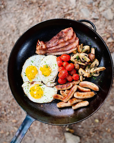 full breakfast campfire deep frying steel an copper handle heat handmade cape town 