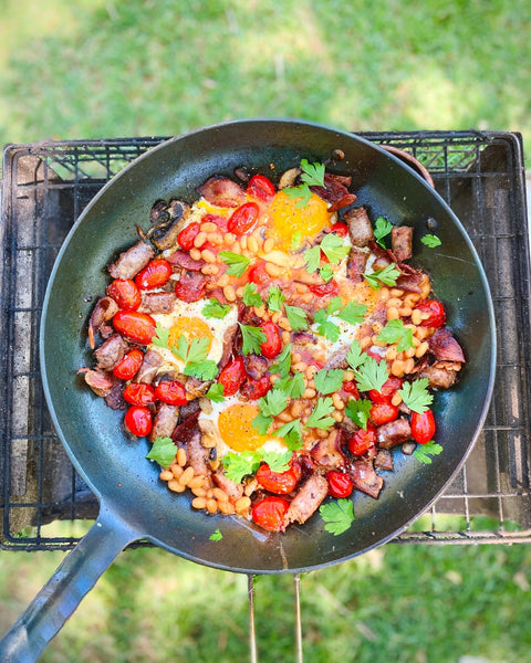 breakfast braai steel pan seasoned cape town hand made detachable handle 