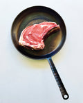 Steak steel pan seared heavy fire cooking heat regulation stamped initials braai south africa  